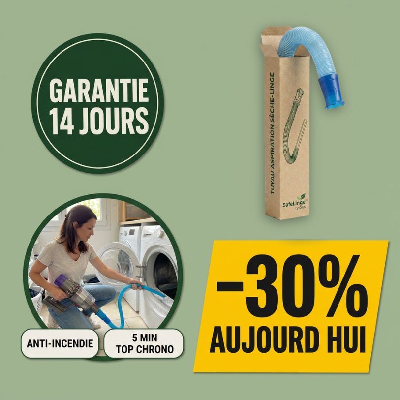 SafeLinge™ — Tuyau Aspiration Filtre Sèche-linge | Slim 80cm Universel